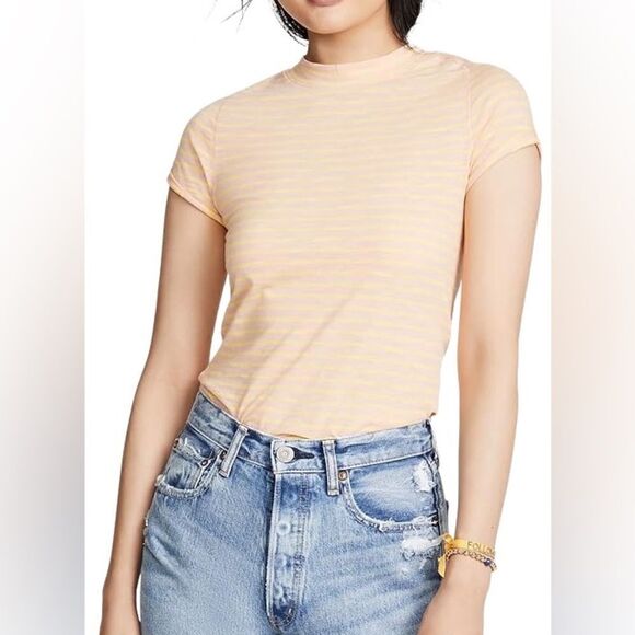 🆕 NWT Free People We The Free Striped Tee Size L - Picture 1 of 8